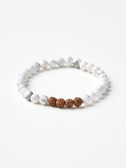 Mala Bead Bracelet - White Howlite