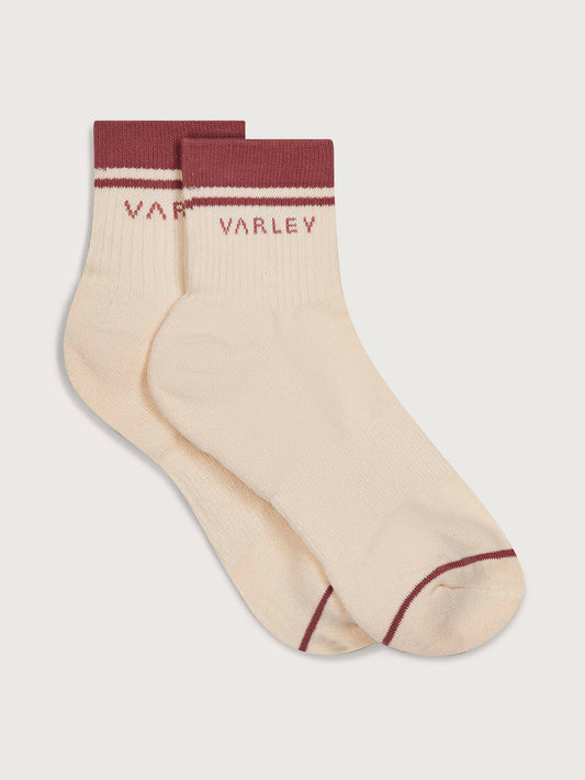 Varley Lenni Half Crew Sock - Egret/Dusty Rose